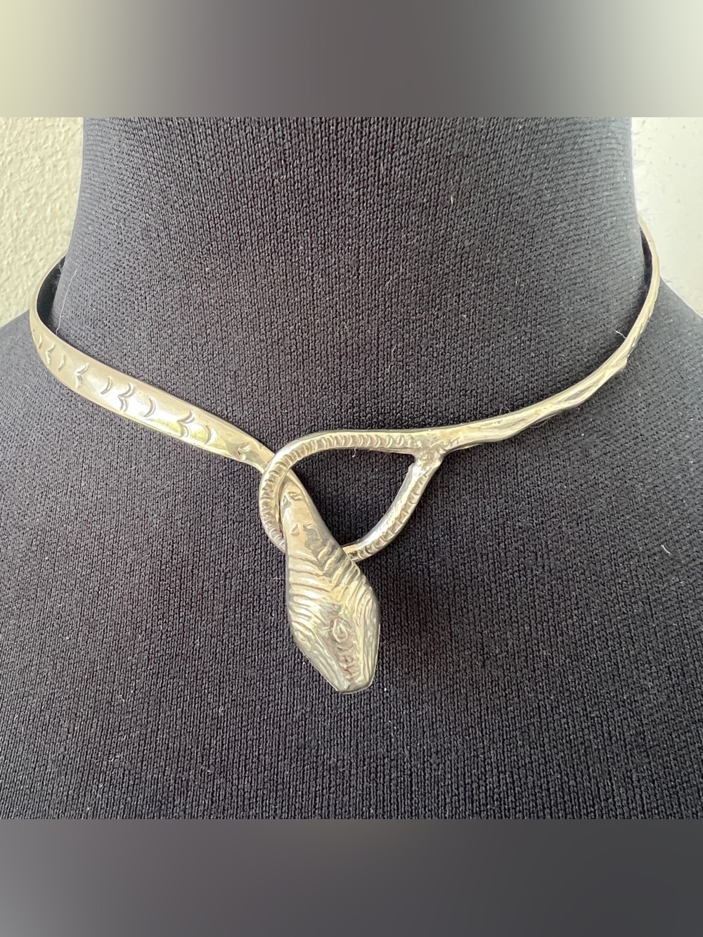 Modernist Serpent Torque Collar Silver Artisan Choker